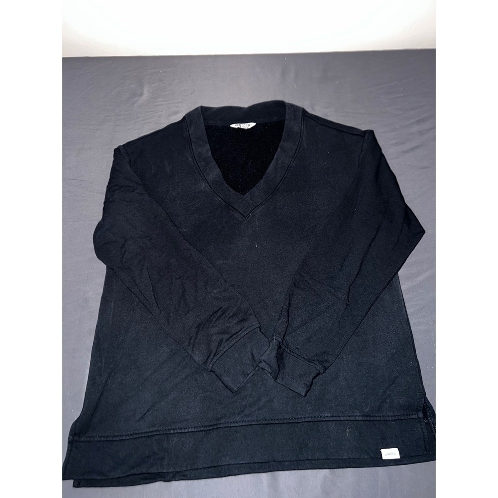 Orvis Classic Collection Black V-Neck Sweatshirt Fleece Lined Womens Size M